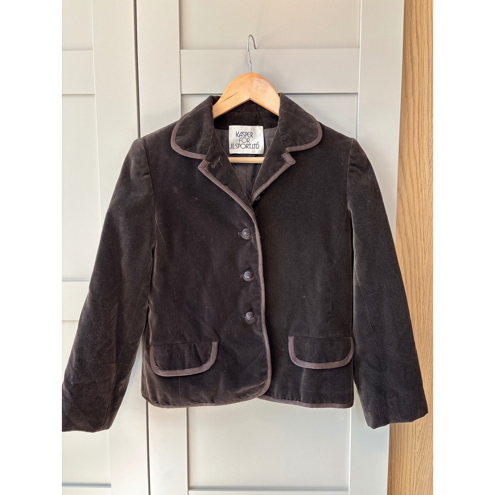 Kasper for J.L. Sport Vintage Chocolate Brown Velvet Blazer ILGWU Made in USA